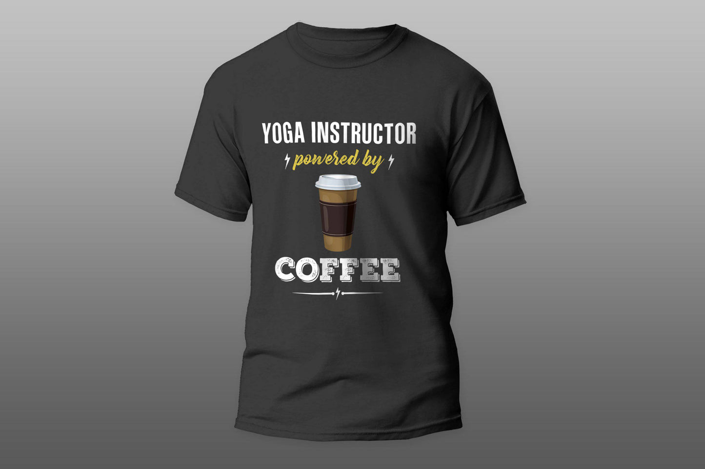 YOGA INSTRUCTOR Powered By Coffee Cool Gift T-shirt - Top Content | POD Collection | Free Shipping