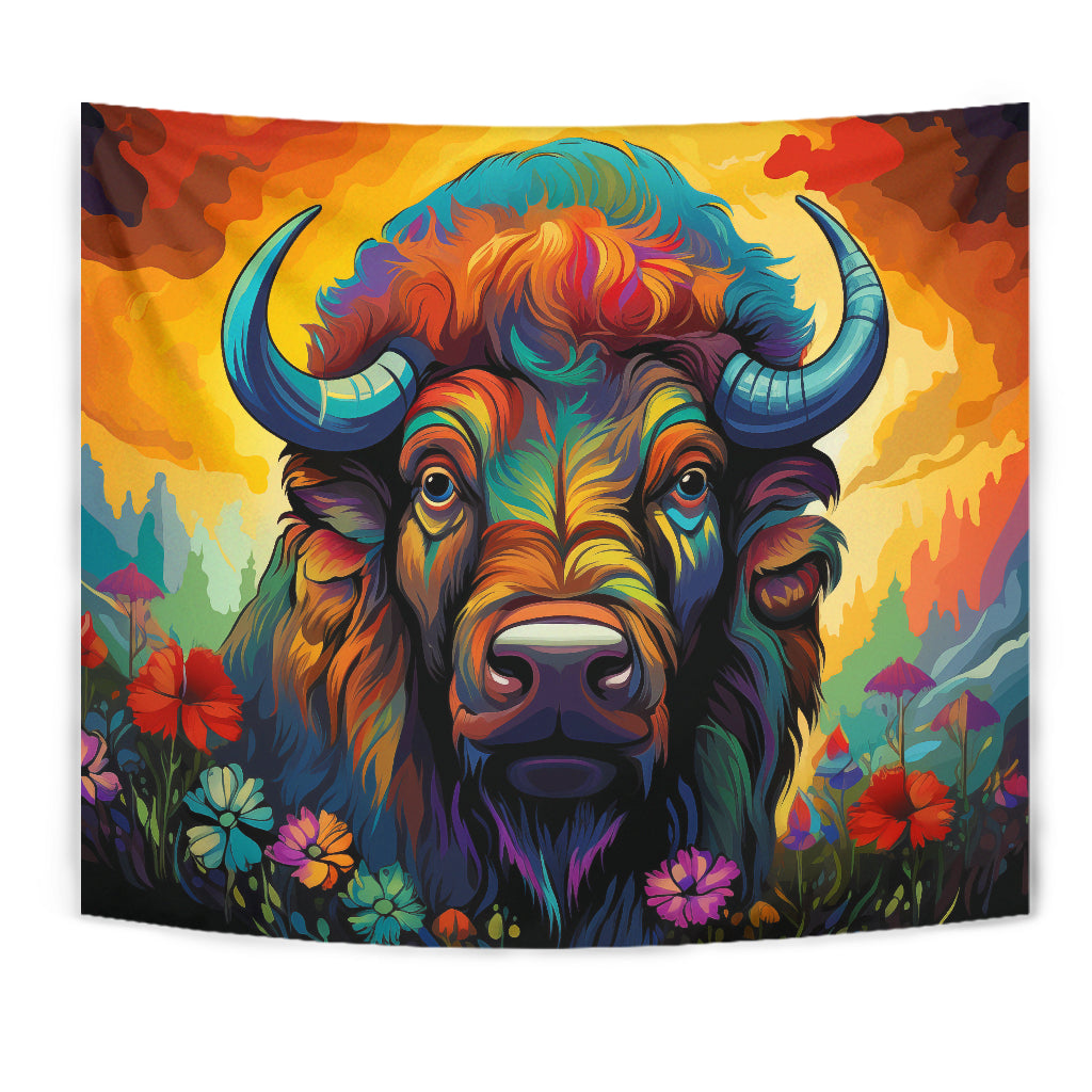 Bison Tapestry, Wall Hanging Art, Bison Room Decoration