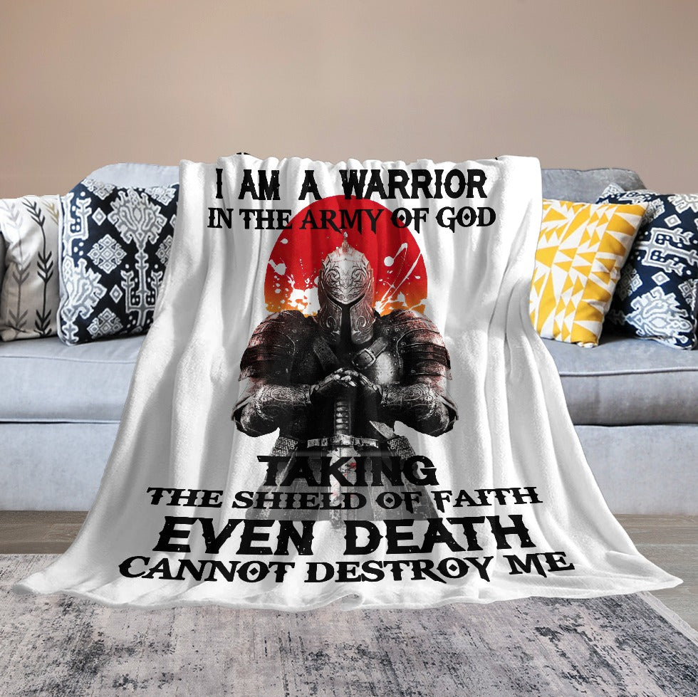 Warrior In the Army of God Black Ultra-Soft Flannel Blanket