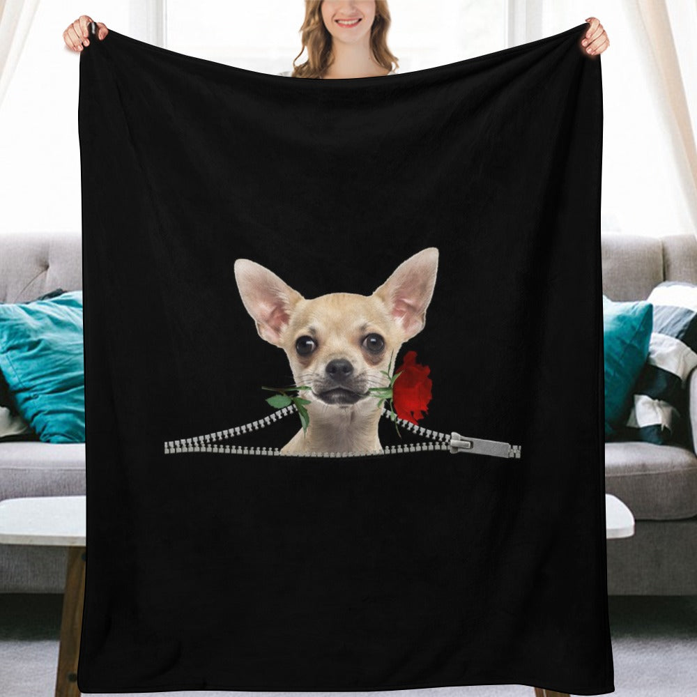 Chihuahua Rose Ultra-Soft Flannel Blanket