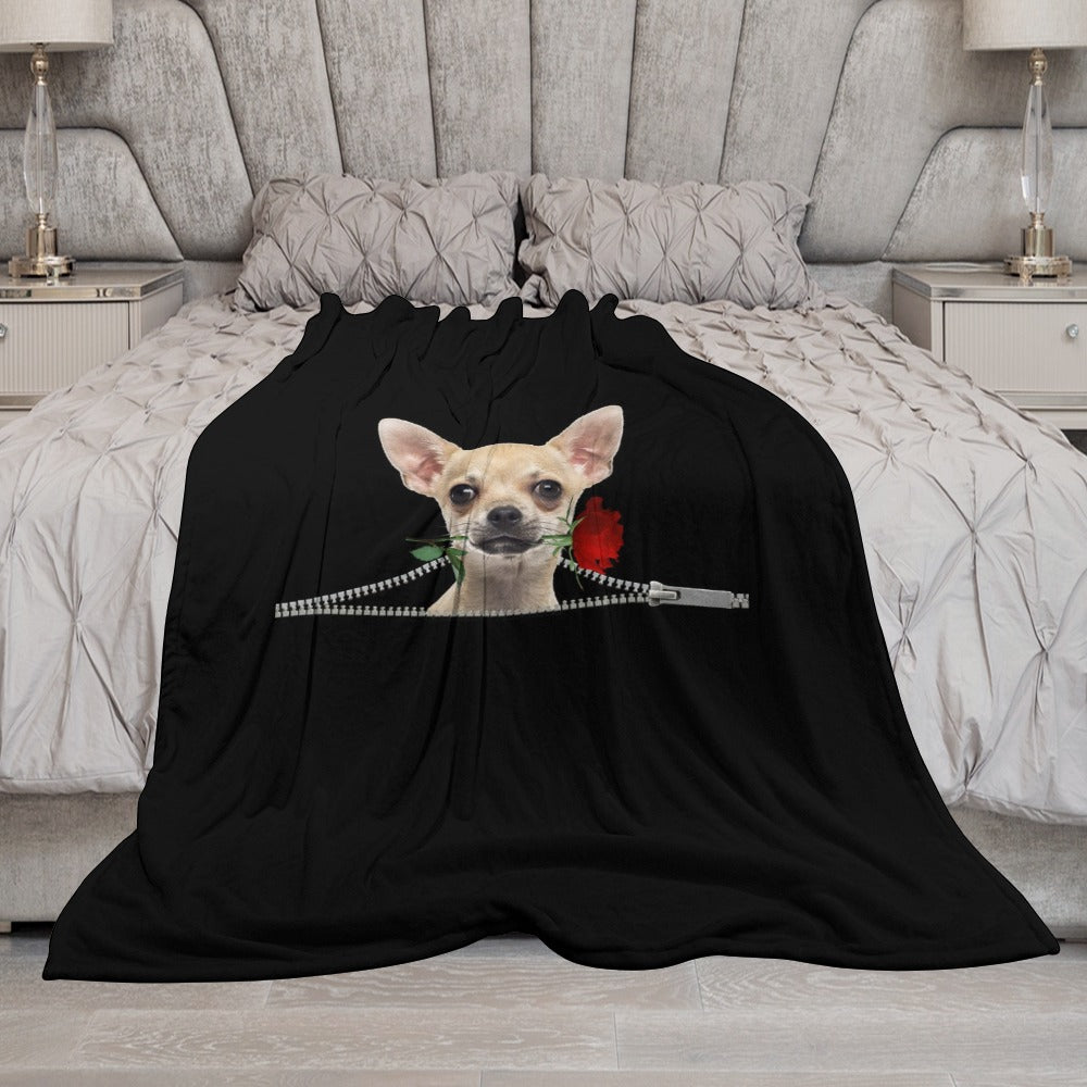 Chihuahua Rose Ultra-Soft Flannel Blanket