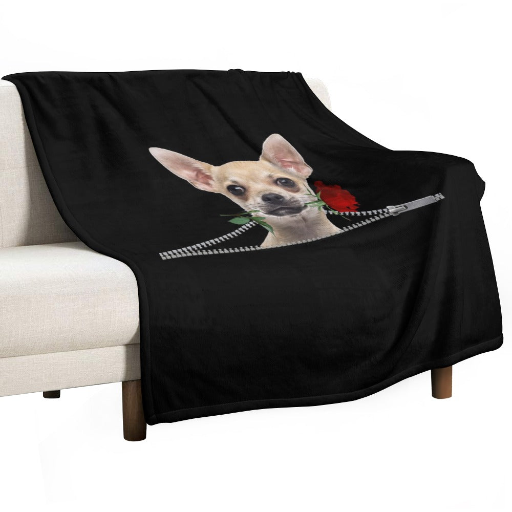 Chihuahua Rose Ultra-Soft Flannel Blanket