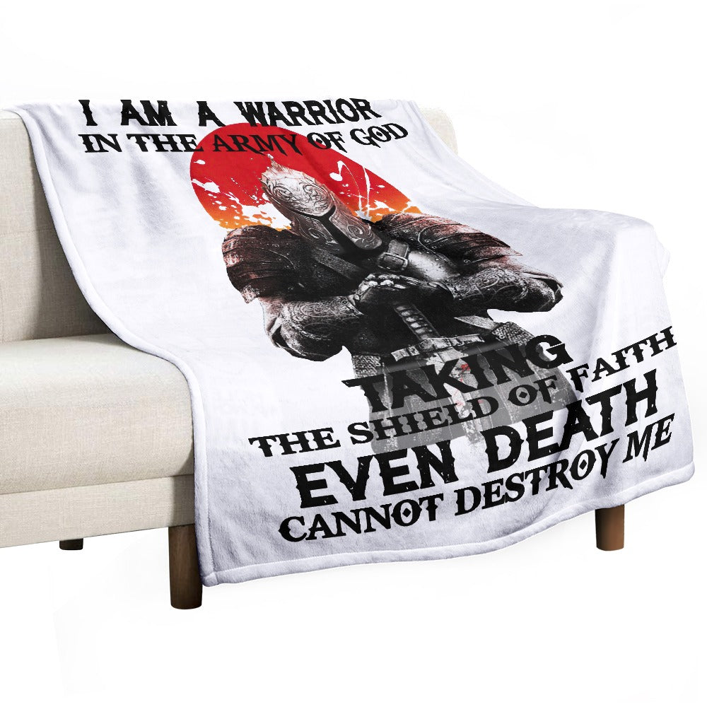 Warrior In the Army of God Black Ultra-Soft Flannel Blanket