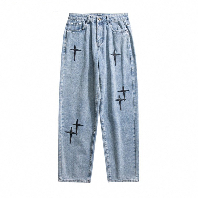 Embroidered Jeans, Straight Loose Wide-leg Pants, Korean Fashion, High Street Hip Hop Style Pants