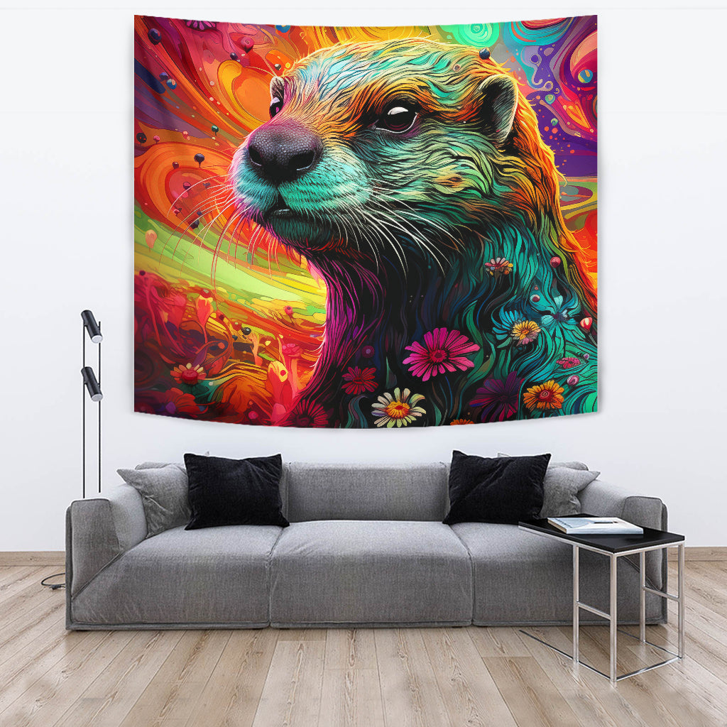 Otter Tapestry, Wall Hanging Art, Otter Room Decoration. Otter Decoration Gift