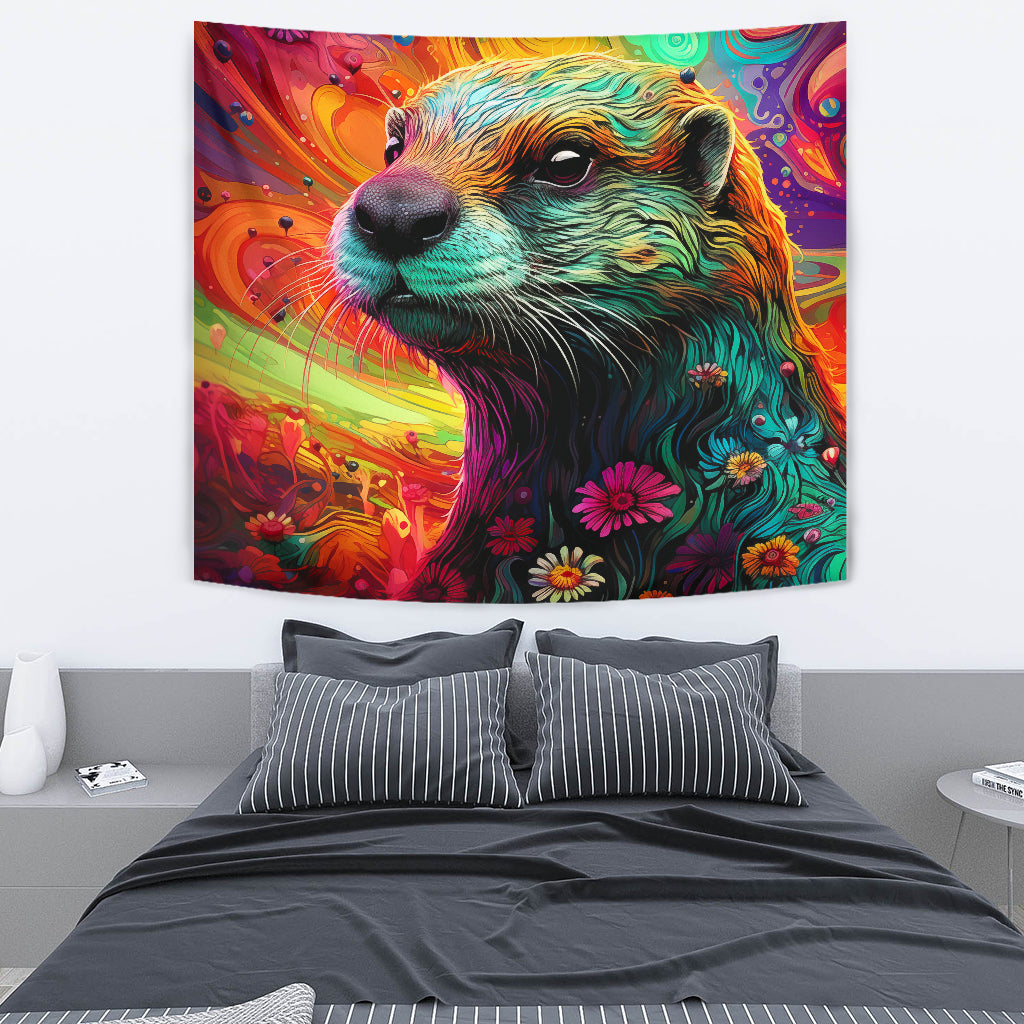 Otter Tapestry, Wall Hanging Art, Otter Room Decoration. Otter Decoration Gift