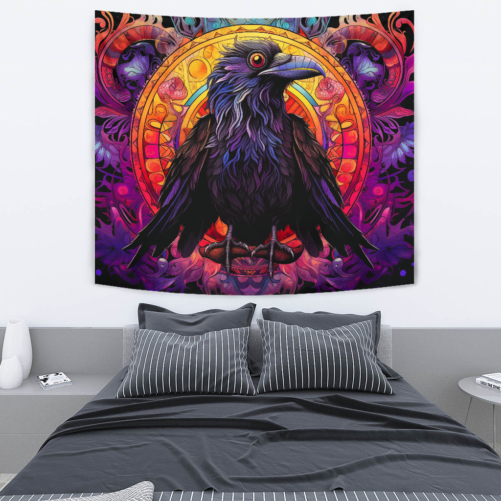 Raven Tapestry, Wall Hanging Art, Raven Room Decoration, Raven Decoration Gift