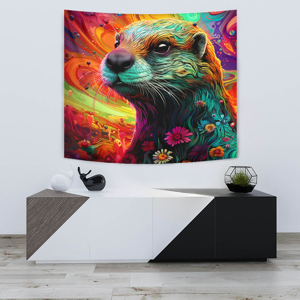 Otter Tapestry, Wall Hanging Art, Otter Room Decoration. Otter Decoration Gift