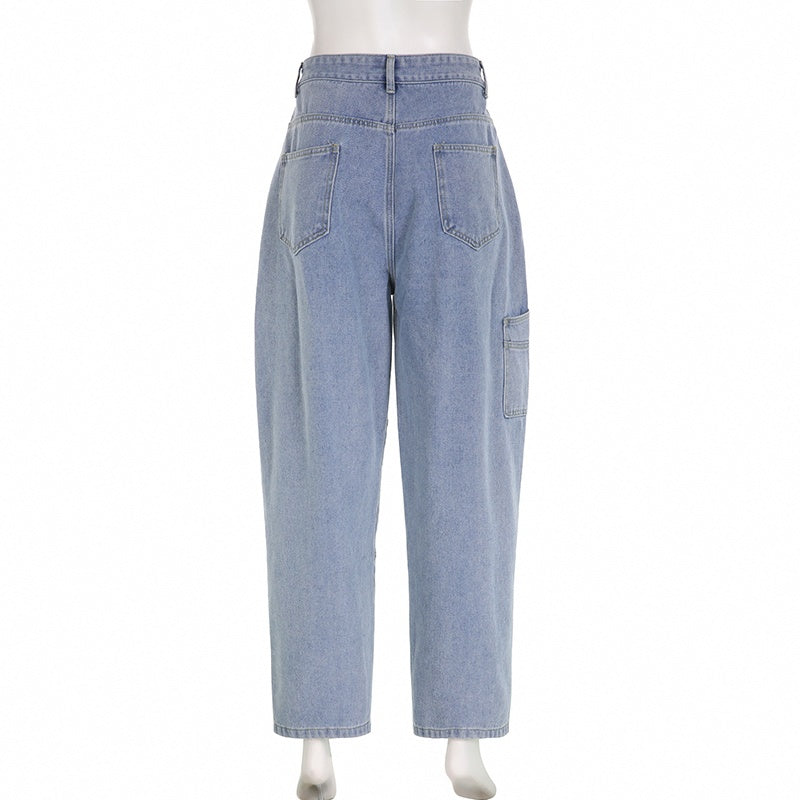 Oversized Jeans for Women, Y2K Streetwear, Chic High Waist Cargo Pants, Baggy Casual Jeans, Wide Leg Denim Trousers