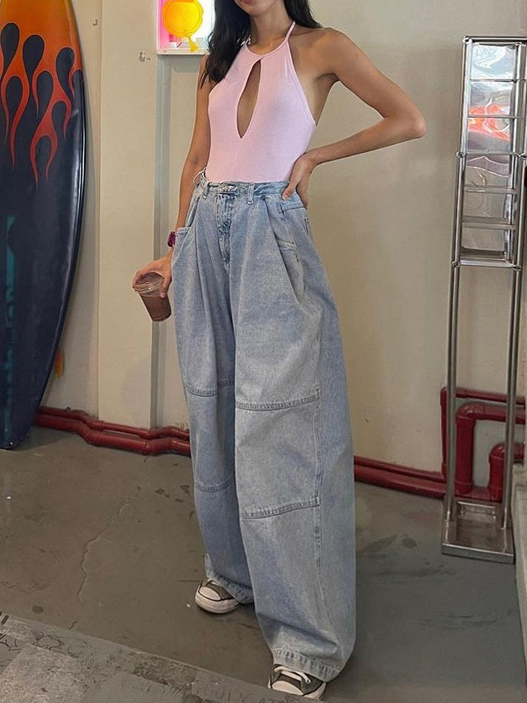 Oversized Jeans for Women, Y2K Streetwear, Chic High Waist Cargo Pants, Baggy Casual Jeans, Wide Leg Denim Trousers