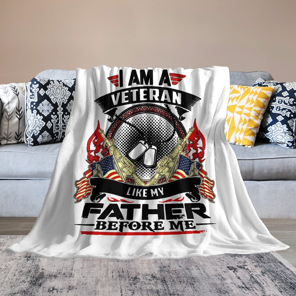 I am veteran like my father before me Ultra-Soft Flannel Blanket