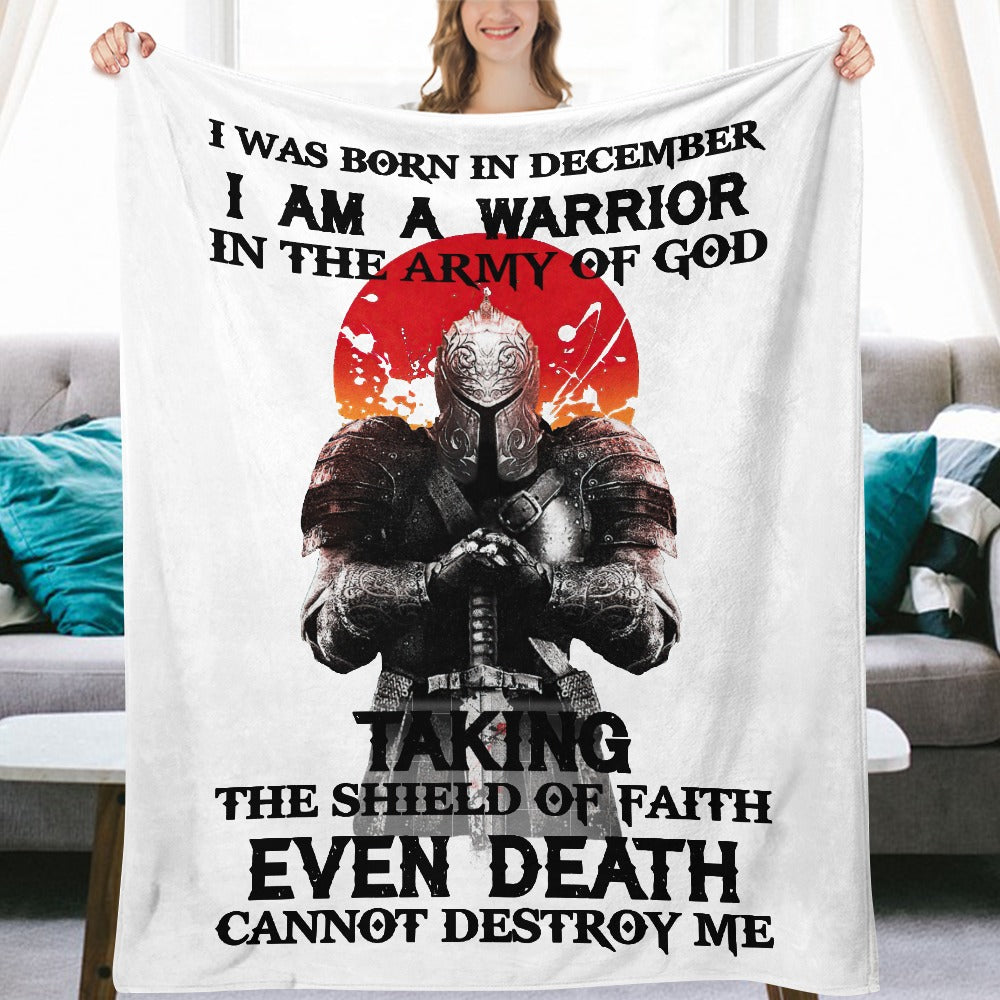 Warrior In the Army of God Black Ultra-Soft Flannel Blanket