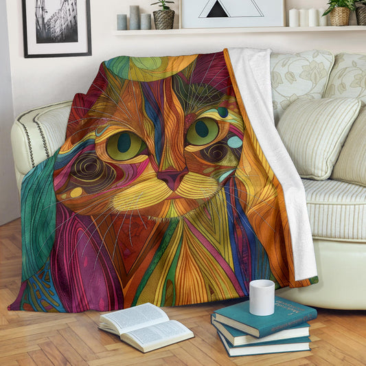 American Wirehair cat Blanket, Trippy Psychedelics American Wirehair cat Fleece Blanket, American Wirehair cat Throw Blanket, American Wirehair cat Gifts