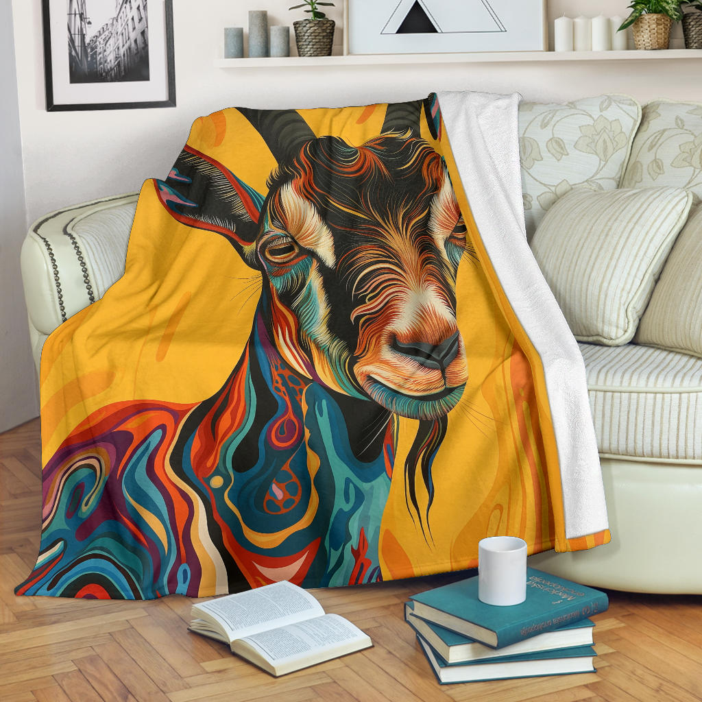 Goat Blanket, Trippy Psychedelics Goat Fleece Blanket, Goat Throw Blanket, Goat Gifts