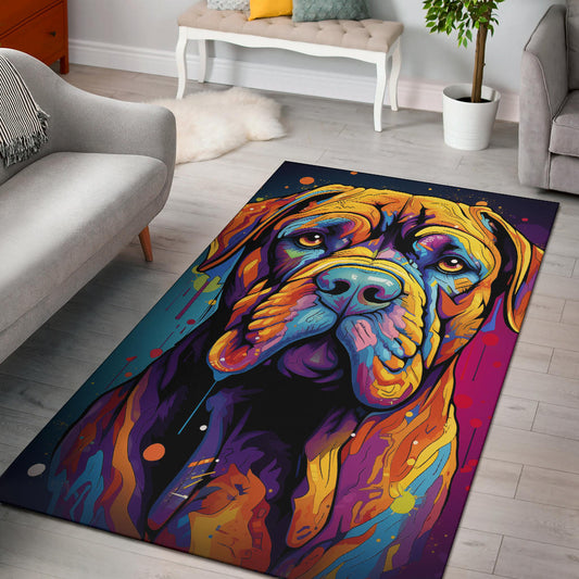 Bullmastiff Area Rug, Bullmastiff Trippy Rug, Bullmastiff Gifts, Bullmastiff Decor