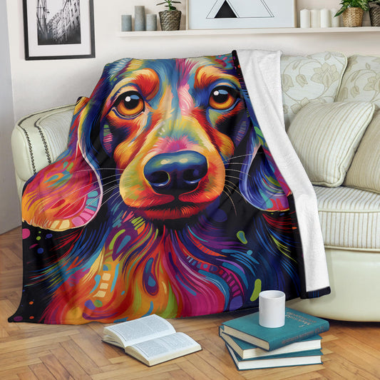 Trippy Psychedelics Dachshund Blanket, Dachshund Throw Blanket, Dachshund Fleece Blanket, Dachshund Gifts