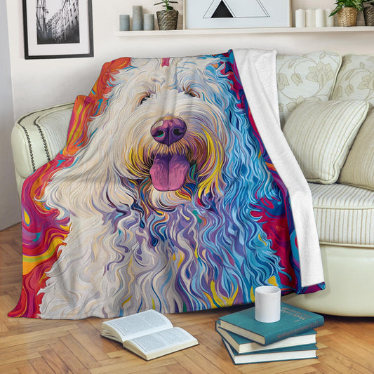 Komondor Dog Blanket, Trippy Psychedelics Komondor Dog Fleece Blanket, Komondor Dog Throw Blanket, Komondor Dog Gifts