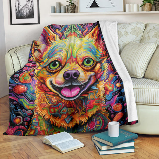 Trippy Psychedelics Chihuahua Blanket, Chihuahua Throw Blanket, Chihuahua Fleece Blanket, Chihuahua Gifts