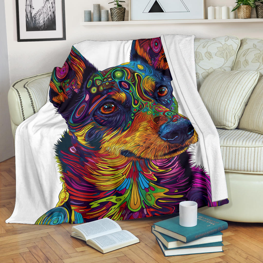 Lancashire Heeler Dog Blanket, Trippy Psychedelics Lancashire Heeler Dog Fleece Blanket, Lancashire Heeler Dog Throw Blanket, Lancashire Heeler Dog Gifts