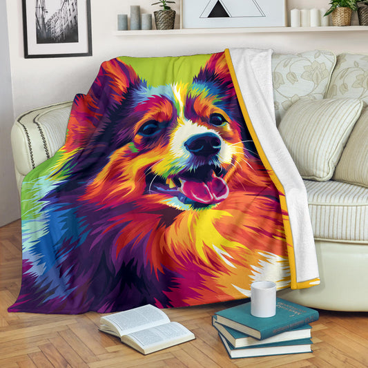 Icelandic Sheepdog Blanket, Trippy Psychedelics Icelandic Sheepdog Fleece Blanket, Icelandic Sheepdog Throw Blanket, Icelandic Sheepdog Gifts