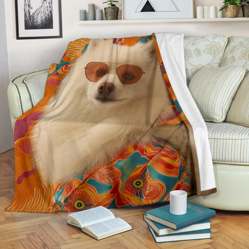 Japanese Spitz Blanket, Trippy Psychedelics Japanese Spitz Fleece Blanket, Japanese Spitz Throw Blanket, Japanese Spitz Gifts