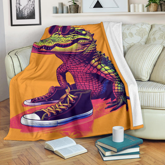 Alligator Blanket, Trippy Psychedelics Alligator Fleece Blanket, Alligator Throw Blanket, Alligator Gifts