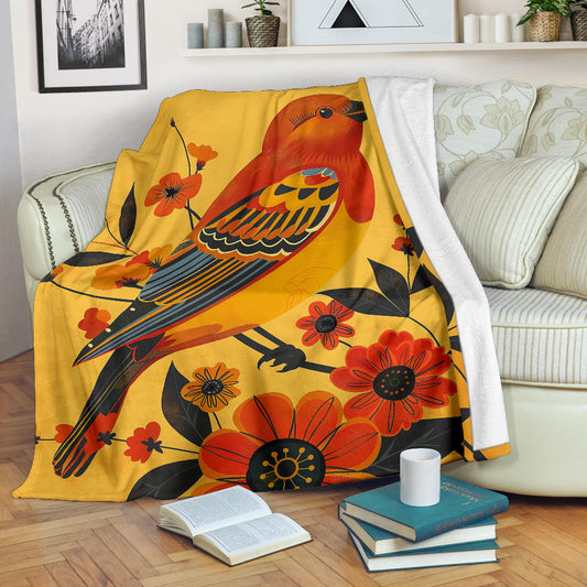 Finch bird Blanket, Trippy Psychedelics Finch bird Fleece Blanket, Finch bird Throw Blanket, Finch bird Gifts