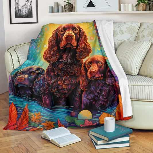 American Water Spaniel Blanket, Trippy Psychedelics American Water Spaniel Fleece Blanket, American Water Spaniel Throw Blanket, American Water Spaniel Gifts