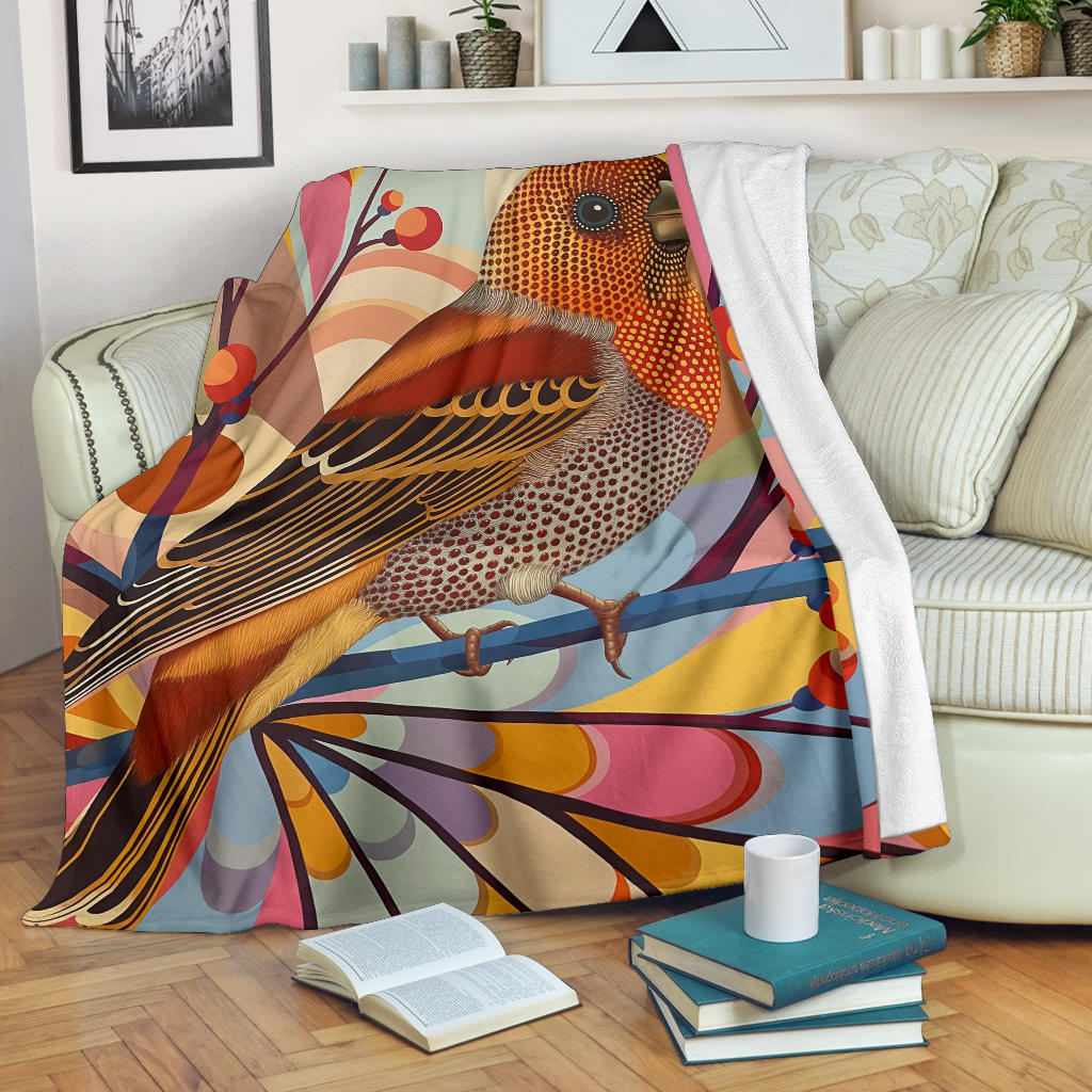 Finch bird Blanket, Trippy Psychedelics Finch bird Fleece Blanket, Finch bird Throw Blanket, Finch bird Gifts