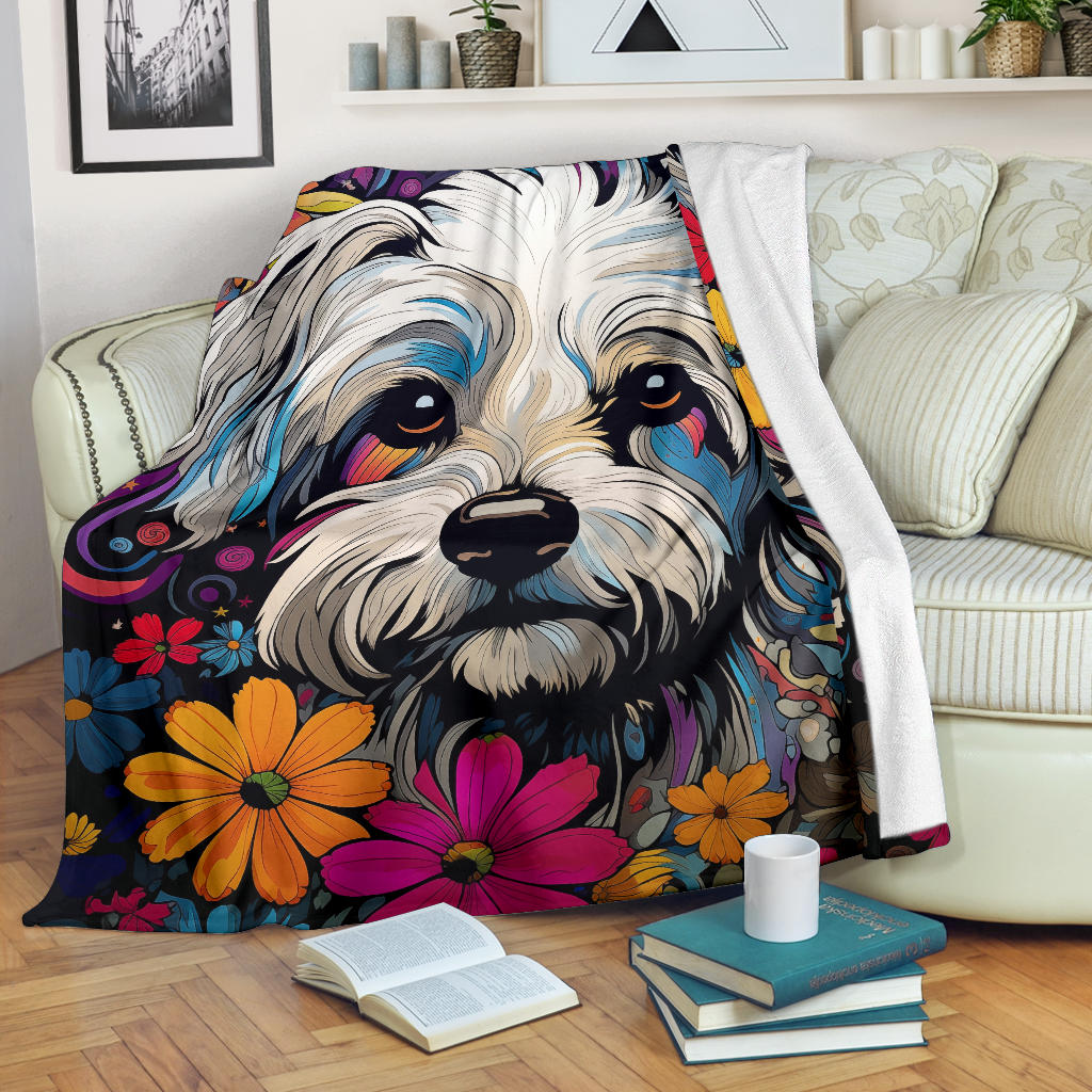 Dandie Dinmont Terrier  Blanket, Trippy Psychedelics Dandie Dinmont Terrier Fleece Blanket, Dandie Dinmont Terrier Throw Blanket, Dandie Dinmont Terrier Gifts