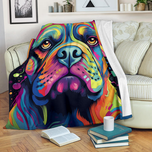 Bullmastiff Blanket, Trippy Psychedelics Bullmastiff Fleece Blanket, Bullmastiff Throw Blanket, Bullmastiff Gifts