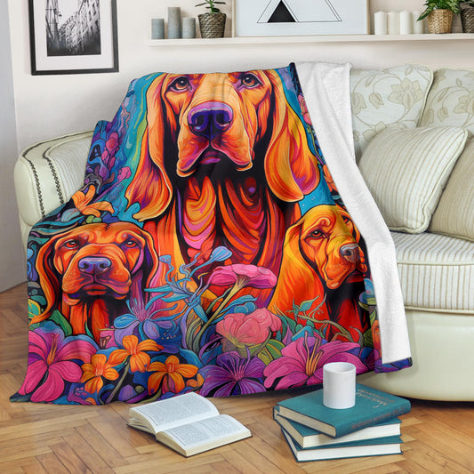 Bloodhound Blanket, Trippy Psychedelics Bloodhound Fleece Blanket, Bloodhound Throw Blanket, Bloodhound Gifts