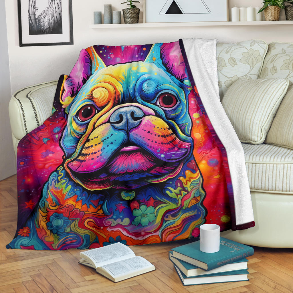 French Bulldog Blanket, French Bulldog Trippy Blanket, French Bulldog Gifts,French Bulldog Throw Blanket