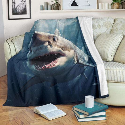 Great White Shark Blanket, Shark Throw Blanket, Shark Fleece Blanket, Shark Gifts, Custom Shark Blanket