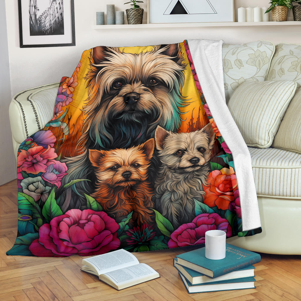 Cairn Terrier Blanket, Trippy Psychedelics Cairn Terrier Fleece Blanket, Cairn Terrier Throw Blanket, Cairn Terrier Gifts