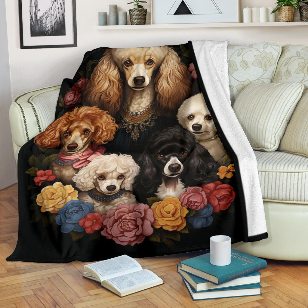 Poodle Family Blanket, Poodle Gifts, Poodle Fleece Blanket, Poodle Throw Blanket