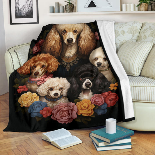 Poodle Family Blanket, Poodle Gifts, Poodle Fleece Blanket, Poodle Throw Blanket