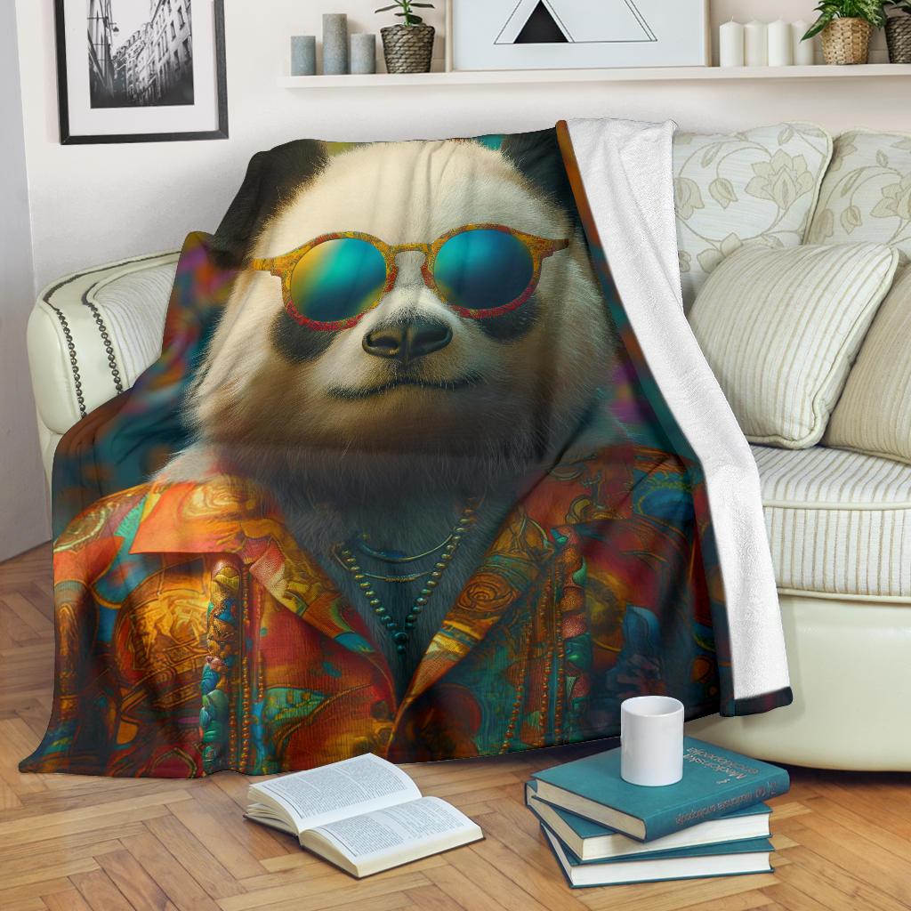 Panda Blanket, Trippy Psychedelics Panda Fleece Blanket, Panda Throw Blanket, Panda Gifts