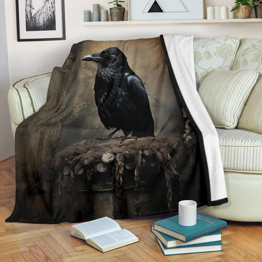 Crow Raven Blanket,  Goth Gifts, Crow Fleece Blanket, Crow Gifts, Crow Custom Blanket, Witchy Blanket