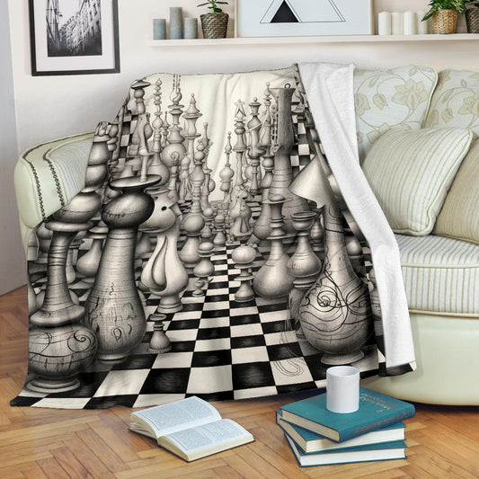 Chess Blanket, Chess Fleece Blanket, Chess Gifts, Chess Neuveau art, Chess Custom Name, Chess Throw Blanket