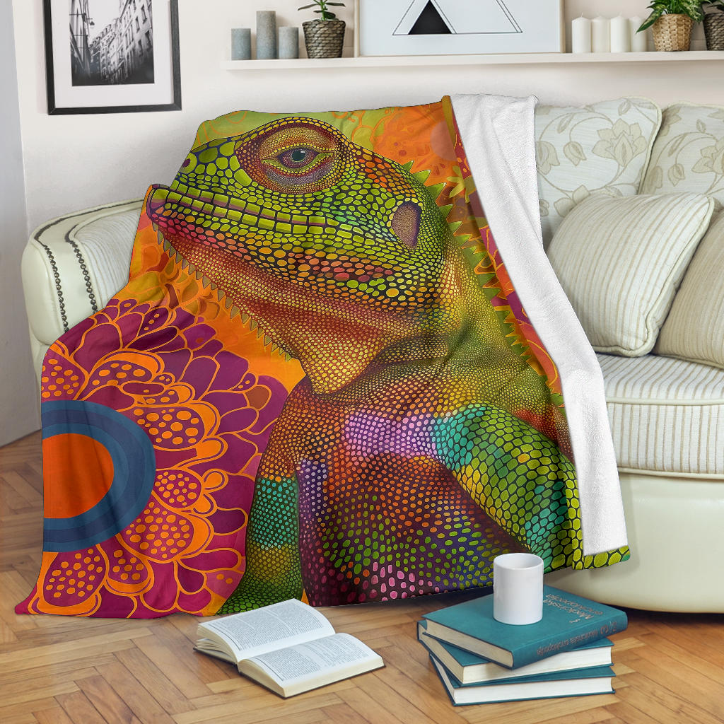 Lizard Blanket, Trippy Psychedelics Lizard Fleece Blanket, Lizard Throw Blanket, Lizard Gifts