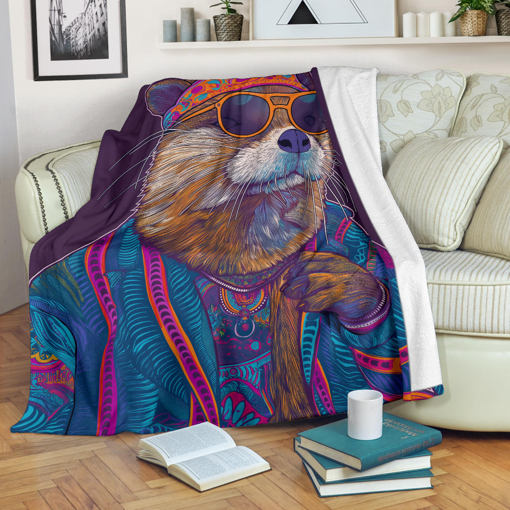 Otter Blanket, Trippy Psychedelics Otter Fleece Blanket, Otter Throw Blanket, Otter Gifts