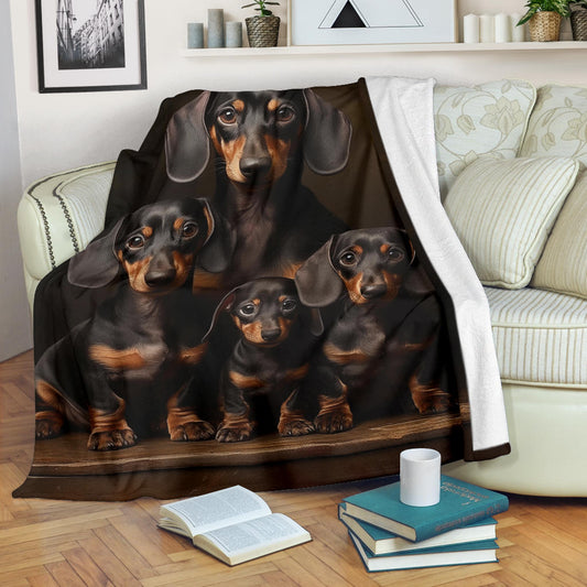 Dachshund Family Blanket, Dachshund Fleece Blanket, Dachshund Gifts, Dachshund Throw Blanket