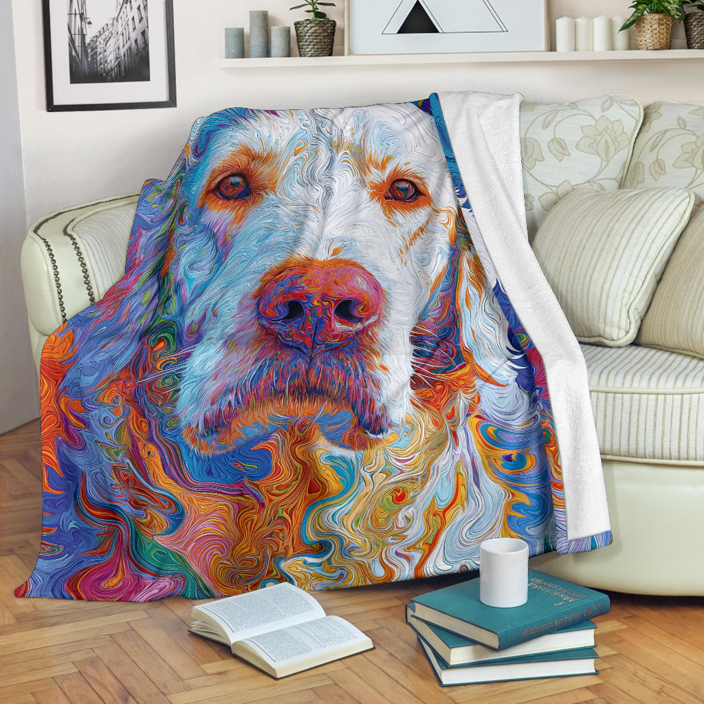 Kuvasz Dog Blanket, Trippy Psychedelics Kuvasz Dog Fleece Blanket, Kuvasz Dog Throw Blanket, Kuvasz Dog Gifts