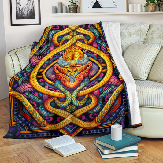 Snake Mandala Blanket, Snake Fleece Blanket, Snake Gifts, Snake Skull Blanket