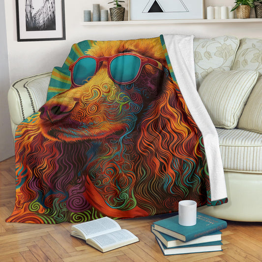 Irish Water Spaniel Blanket, Trippy Psychedelics Irish Water Spaniel Fleece Blanket, Irish Water Spaniel Throw Blanket, Irish Water Spaniel Gifts