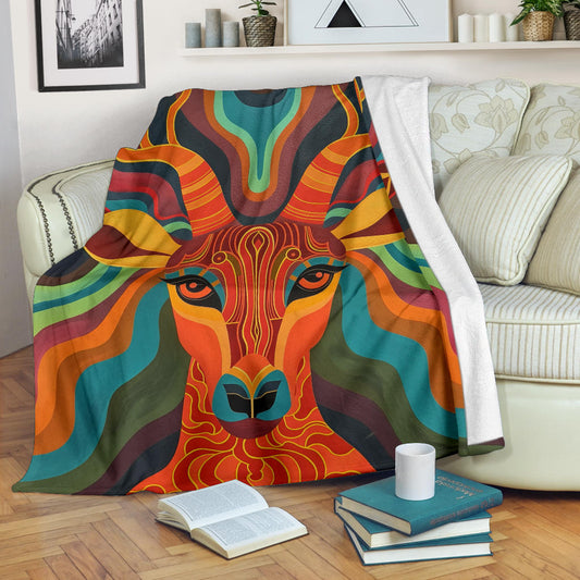 Antelope Blanket, Trippy Psychedelics Antelope Fleece Blanket, Antelope Throw Blanket, Antelope Gifts