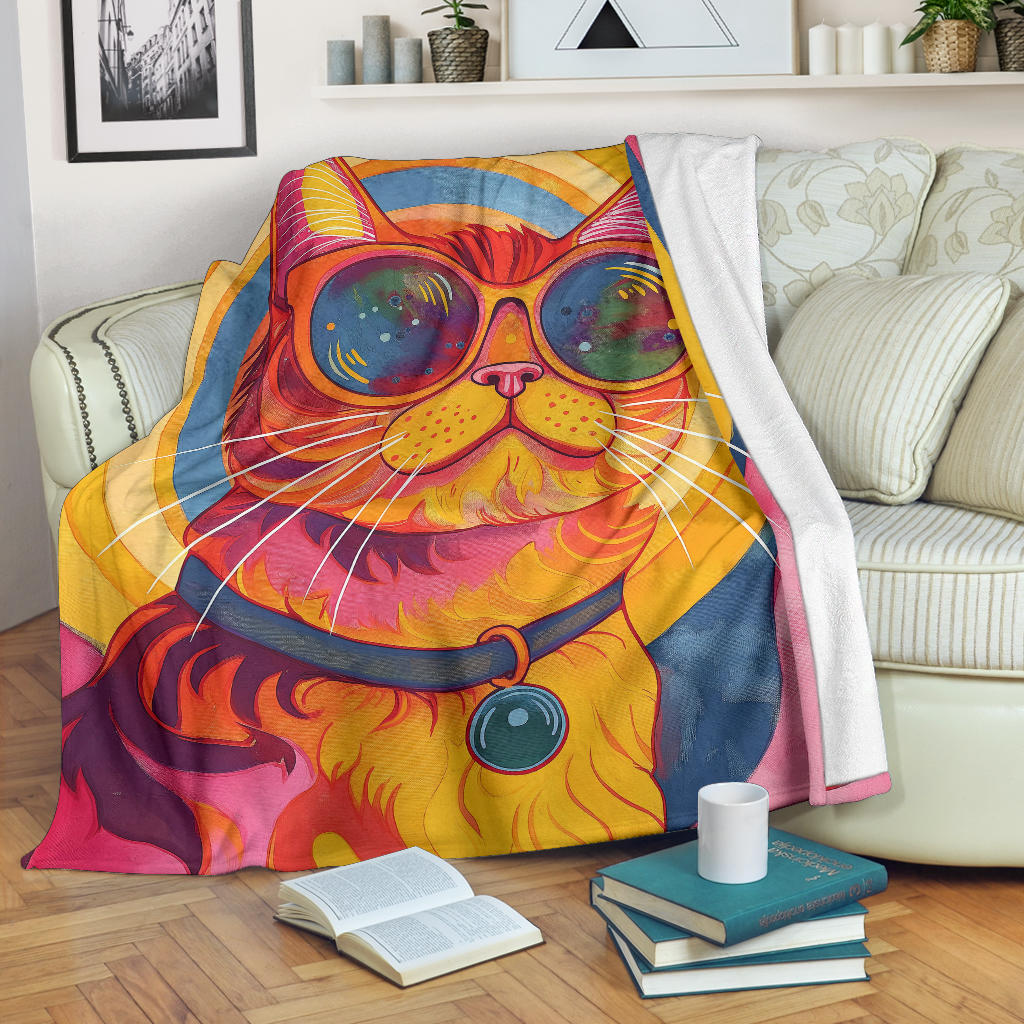 Munchkin cat Blanket, Trippy Psychedelics Munchkin cat Fleece Blanket, Munchkin cat Throw Blanket, Munchkin cat Gifts