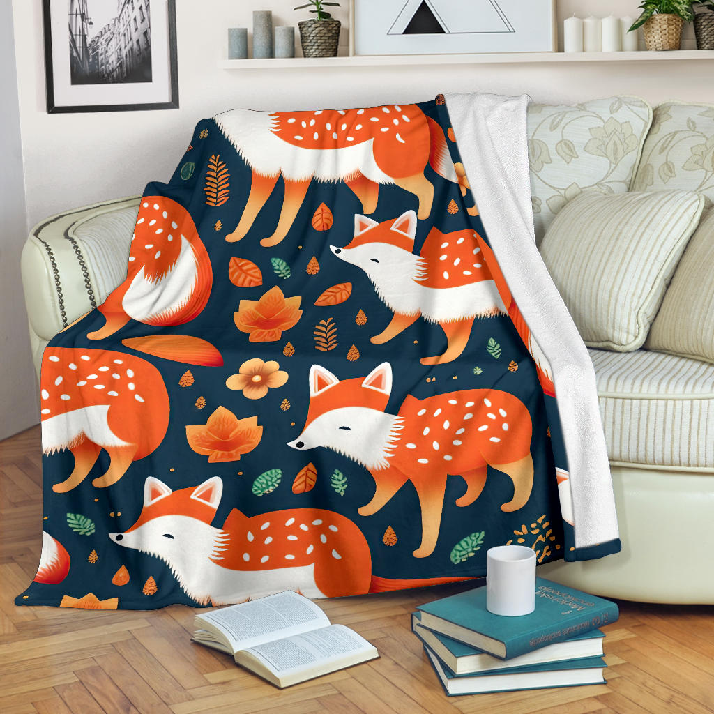 Fox Blanket, Forest Fox Fleece Blanket