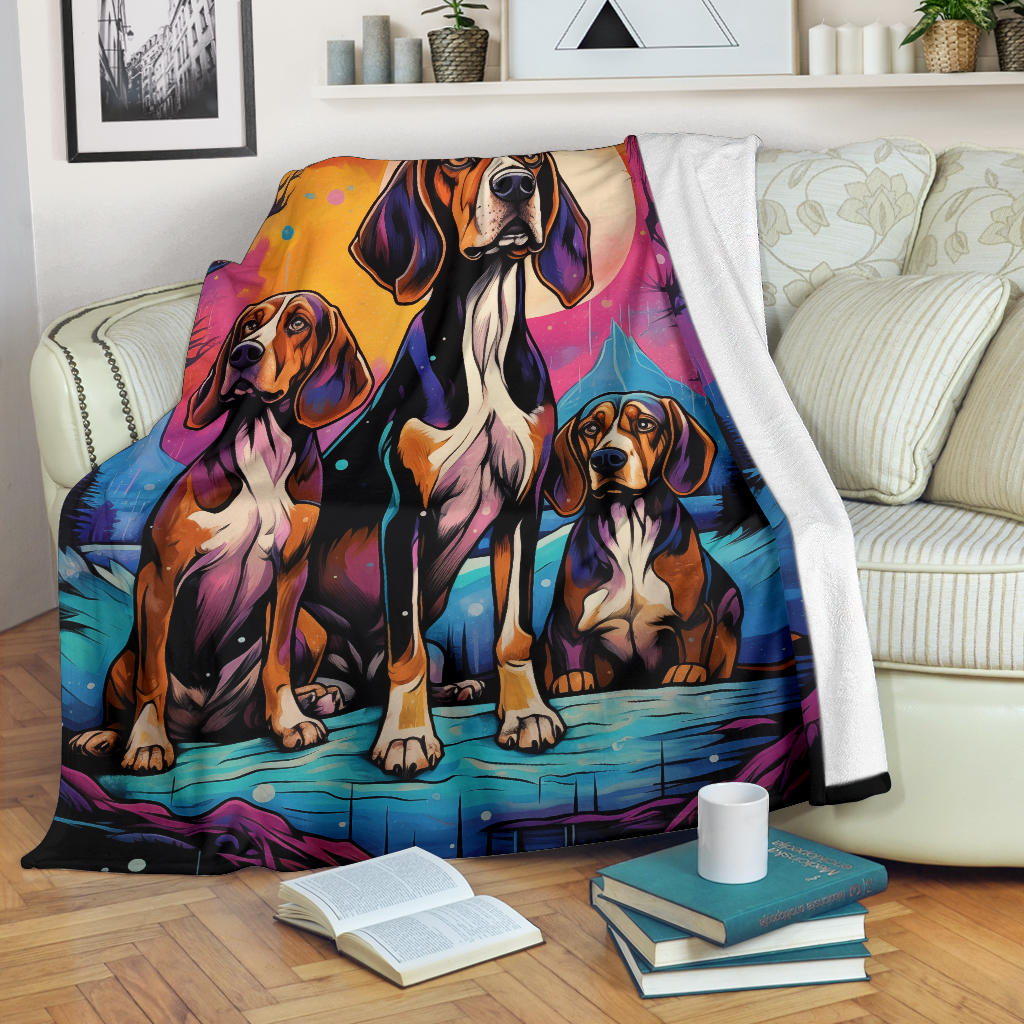 Treeing Walker Coonhound Blanket, Trippy Psychedelics Treeing Walker Coonhound Fleece Blanket, Treeing Walker Coonhound Throw Blanket, Treeing Walker Coonhound Gifts